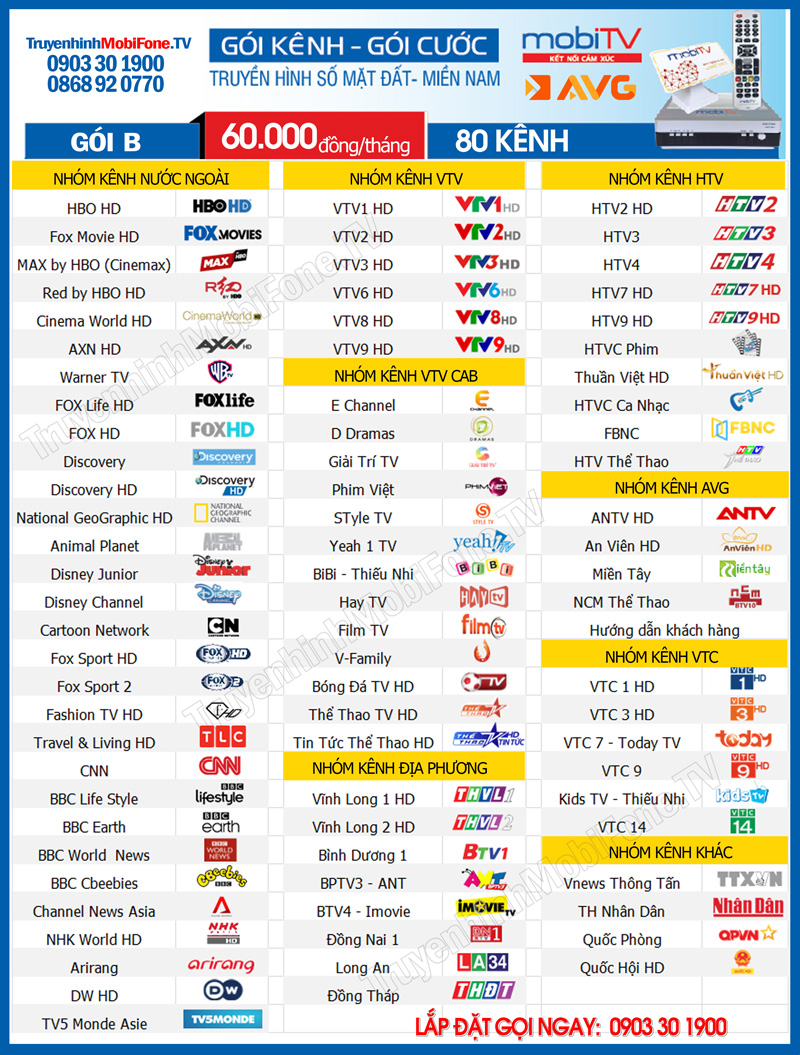 Danh sách kênh MobiTV Gói Cao Cấp Mới Nhất 2020